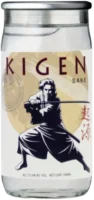 Kigen sake bottle with martial artist illustration